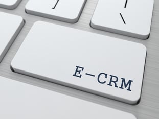 E-CRM. Information Technology Concept. Button on Modern Computer Keyboard. 3D Render.-2